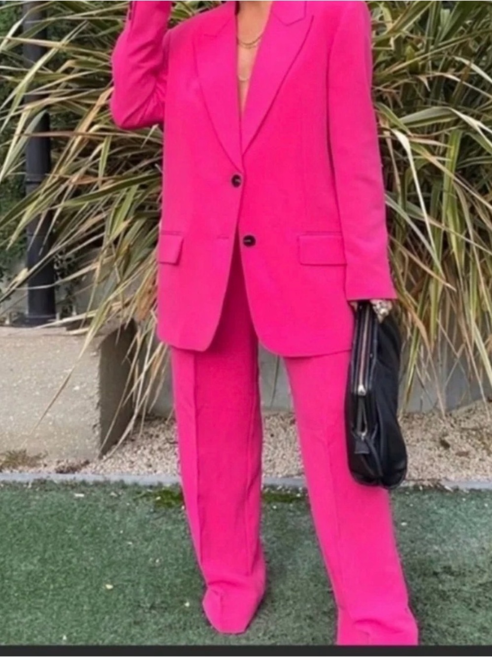 Zara Vibrant Hot Pink Wide-Leg Suit Pants sz pants m blazer s ( looks m)